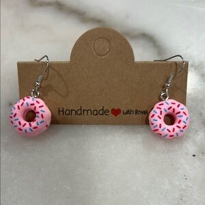 Charming Pink Donut Earrings with Sprinkles